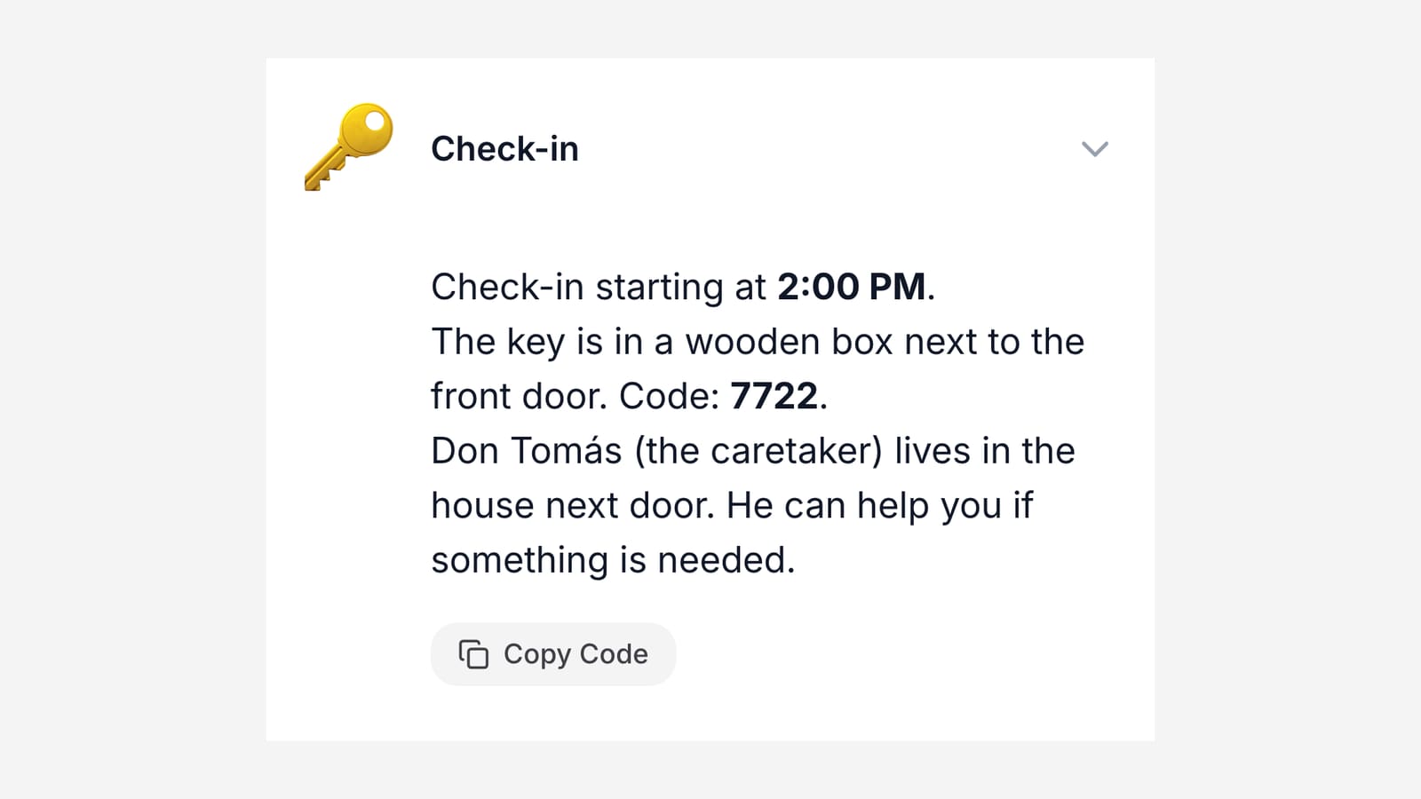 A guest guide open on a phone, showing the property and its sections
